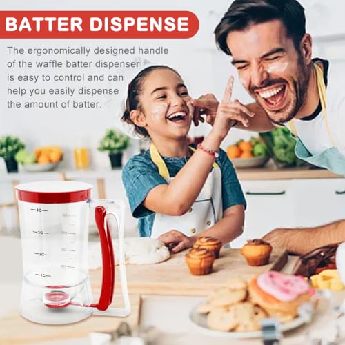 Pancake Batter Dispenser,4 Cup Cupcake Batter Dispenser Pancake Waffl Mix Dispenser Cream Separator with Measuring Label