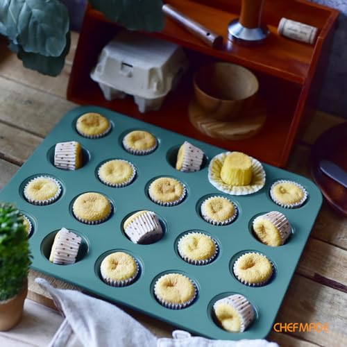 CHEFMADE Mini Muffin Pan, 20 Cups Non-Stick Tiny Cupcake Pan Bakeware - size: Mini Muffin 20 Cups