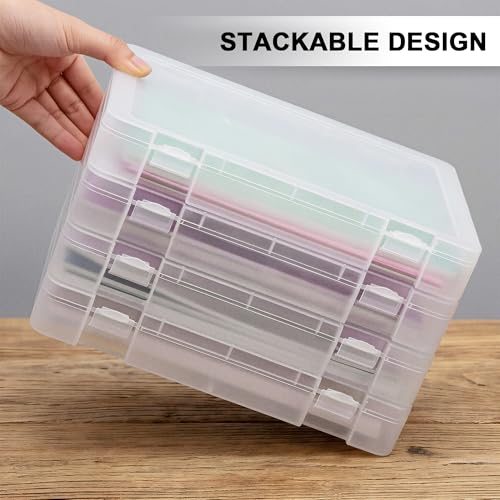 CraftGenes 4 Pack Scrapbook Paper Storage Boxes for Letter and A4 Paper