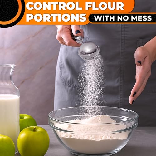 Stainless Steel Flour Duster for Bread Baking, 7", Spring Handle - size: 7-Inch Flour Duster