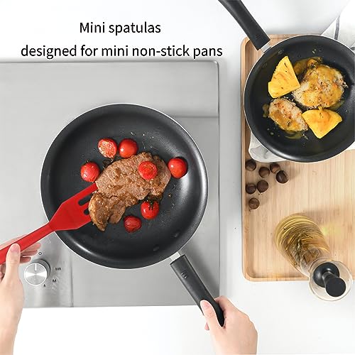 Small Spatula, 2 PCS Mini Tiny Flexible Silicone Kitchen Turner Spatulas Set for Nonstick Cookware