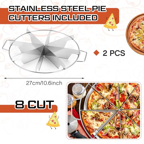 2 Pieces Pie Cutter Cake Marker Round 10.6 Inches Diameter Stainless Steel Cake Cutter Slicer Rust Proof, Divider with Side Handle Press for Commercial Home(8 Slice) - style: 8 Slice
