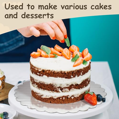 uxcell 50 Pcs Scalloped Cake Circle Base, 4.9 Inch Wave Cake Cardboards Greaseproof Cardboard Round Wave Cake Pastry Pan Base for Weddings Parties Birthday Desserts Cupcake (White) - color: White, size: 4.9Inch