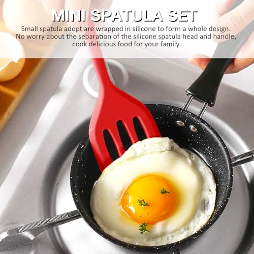Small Silicone Serving Spatula Set of 4 for Egg, Steak(Black, Red) - color: Black, Red