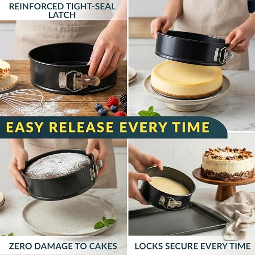 Springform Pan Set of 4, Nonstick Cheesecake Pans 4/7/9/10" Carbon Steel - size: 4-7-9-10 Inches