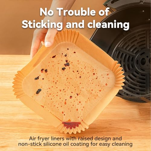 Koja 200-Pack Square Air Fryer Liners 8" - Parchment Paper Basket Liners - size: 8" Square 200-Pack