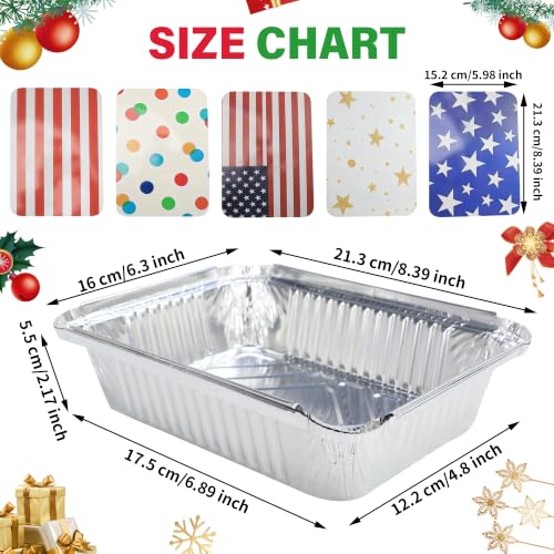 SAITI Aluminum Pans with Lids (50 Pack, 8.5"x6") Tin Foil Pans with Lids - size: 50 Pack