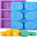 Sakolla 2 Pack 6 Cavity Bee Silicone Soap Molds Rectangle Oval Honeycomb Silicone Molds Loaf Handmade Molds for Soap Making Supplies DIY Wax Melts, Beeswax, Cake Chocolate Bakeware - color: Honeycomb/Purple & Blue