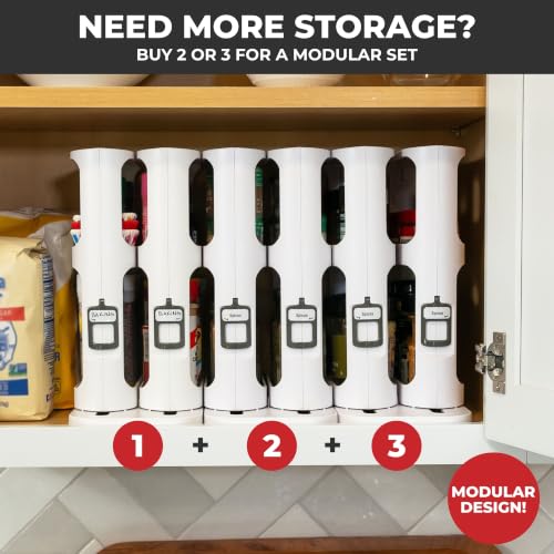 Cabinet Caddy Spice Rack Organizer for Cabinet, Pull & Rotate, 2-Tier
