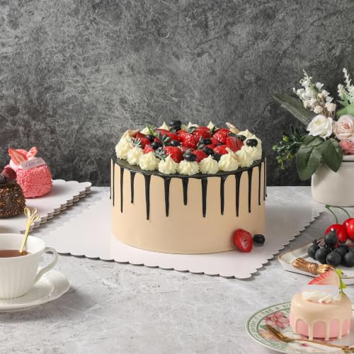 10 Pack 10 Inch White Square Cake Boards Grease Proof Heavy Duty Cardboard Base Disposable Trays for Desserts Pastries Display - size: 10''