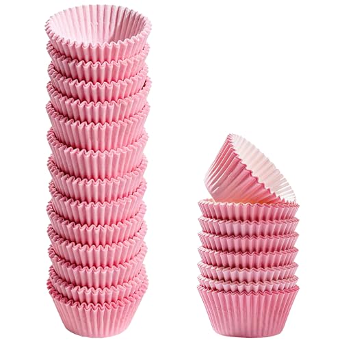 1000 Pcs 1 Inch Mini Muffin Liners,Muffin Liner for Baking White Cupcake Papers Baking Cup Liners,Used for 48 Cup Mini Muffin Pa (Pink) - color: Pink
