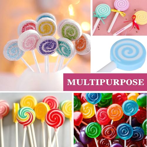12 Capacity Silicone Lollipop Molds,Hard Candy Chocolate Sucker Mold with 2pcs 3.15 inch Lollypop Sucker Sticks,Candy Treat Bags,Gold Ties - color: 2PCS