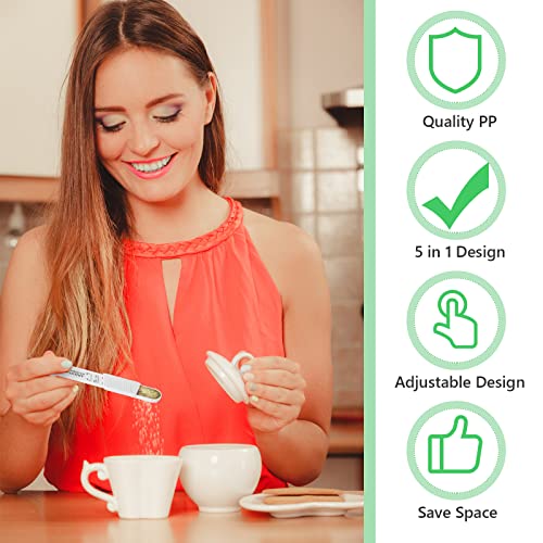 Meanplan 6 Pcs Adjustable Measuring Spoons, Baking Cooking, 2 Sizes, White - color: White