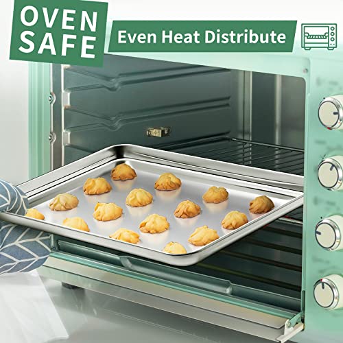 Baking Sheets Set of 2, HKJ Chef Cookie Sheets 2 Pieces & Stainless Steel Baking Pans & Toaster Oven Tray Pans, Rectangle Size 18 x 13 x 1 inch, Non Toxic & Healthy & Easy to Clean - size: 18inch