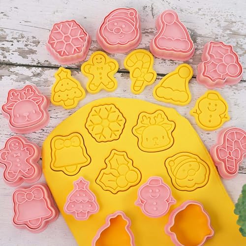 10 Piece Mini Christmas Cookie Cutters, 3d Xmas Theme Cookie Stamps