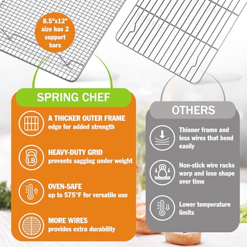 Spring Chef 8.5" x 12" Stainless Steel Cooling Rack for Cooking & Baking - size: 8.5"x12", style: 1 Pack