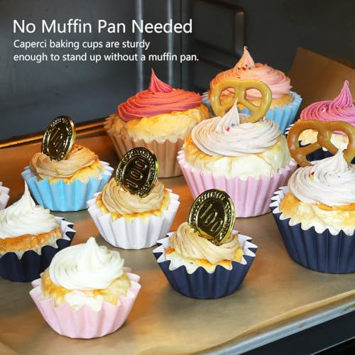 Caperci Heavy Duty Navy Mini Cupcake Liners Small Muffin Baking Cups 200pcs - color: Navy Blue