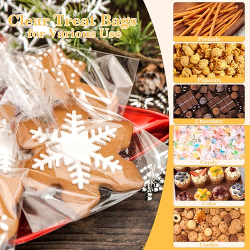 Cidenbio 100 PCS Cellophane Treat Bags, 5x7 In Clear Cellophane Gift Bags with Twist Ties Plastic Goodie Bag for Party Favor Cookie Candy Popcorn Bakery Chocolate Gift Wrapping - size: 5*7 Inch