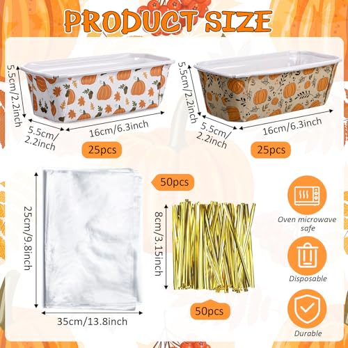 Hushee 50 Set Fall Paper Mini Loaf Pan Disposable, White Pumpkin - style: Novel