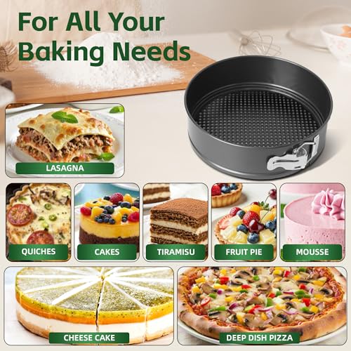 9 Inch Nonstick Springform Pan - Cheesecake Pan with Removable Bottom, Round Baking Mold for Cheesecake, Pie, Desserts & More - Baking Bakeware Accessory, Matte Black - size: 9 inch