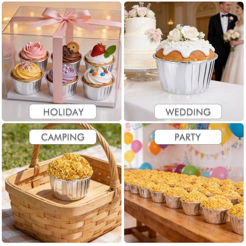 50 Pcs Silver Cupcake Baking Cups 3.5Oz Disposable Cupcake Liners - color: Silver
