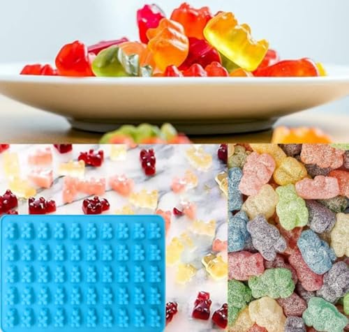 2 Piece Gummy Bear Silicone Molds, Non-Stick Chocolate Candy Mold with 2 Droppers Food Grade (Blue) - color: Blue