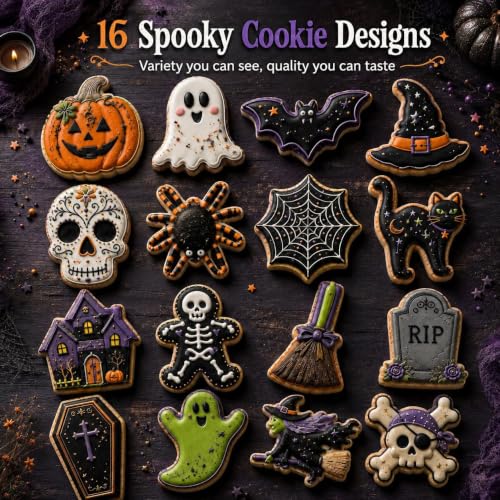 Halloween Cookie Cutters Set 16 Pieces Halloween Biscuit Cutters Shapes - style: style4