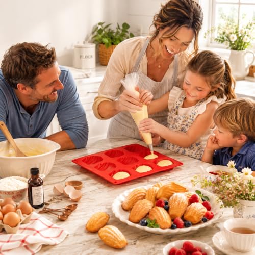 Mrs. Anderson's Baking Silicone Madeleine Cookie Pan, 9 Cup, European-Grade Silicone Bakeware, For Madeleine Cookies And Shell-Shaped Pastries - style: Madeleine