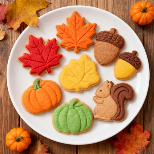 2 Pcs Fall Silicone Molds for Chocolate 3D Halloween Thanksgiving Candy Molds Fall Maple Leaf Pumpkin Squirrel Hazelnut Molds for Baking Making Chocolate Dessert Gummy Jelly Cupcake Topper Decoration - color: Styl 19