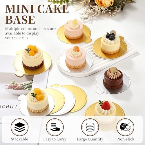 uxcell 300Pcs Mini Cake Boards 3.5" Cardboard Cake Base Round Paper Gold - color: Gold, size: 3.5 Inch