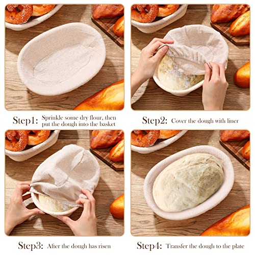 Eboot 4 Pack Bread Proofing Basket, 8 Inch Oval Banneton with Liner