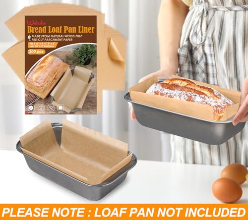 Webake 200Pcs Unbleached Parchment Paper Loaf Pan Liners for Baking Bread 9x5, 1lb 1.5lb 2lb, Original Precut, Non Toxic Baking Paper - color: Brown 9 x 5