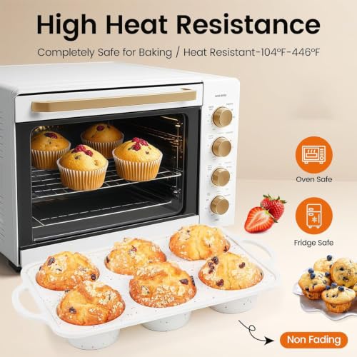 Silicone Jumbo Muffin Pan with Metal Frame, Non Stick Food Grade Silicone Large Muffin Pan Set of 2, with Handles 6 Cup,BPA-Free and Dishwasher Safe, Jumbo Cupcake Pans - size: Jumbo: 6cups-2Pack