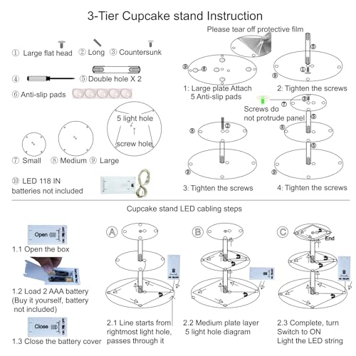 3 Tier Cupcake Stand Cupcake Holder with LED, Acrylic Round Cupcake Tower - size: 3 Tire round