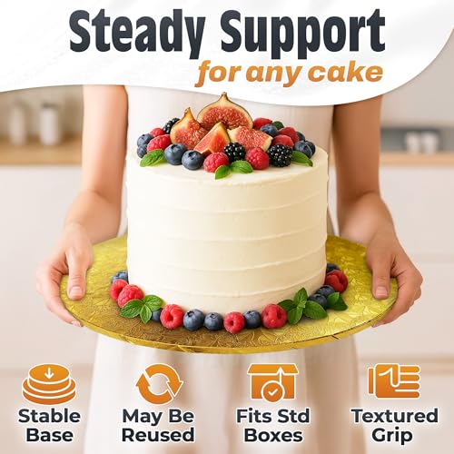 Gold Cake Board 14 Inch, Round Cake Drum, 1/2 Inch Thick Cardboard - color: Gold, size: 14"