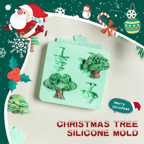 Christmas Tree Fondant Cake Decoration Silicone Molds Set of 2 - color: 2 Pieces