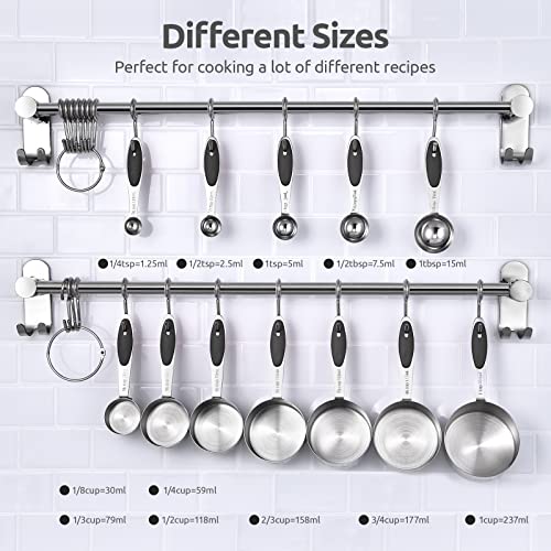 U-Taste Measuring Cups Spoons Set, 18/8 Stainless Steel, 12Pcs, Black - color: Black