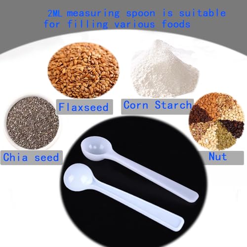20Pcs 1g Measuring Spoons Set, 2ml Reusable Plastic Long Handle Coffee, Protein Powder, Milk Powder Mini Scoops, Spoon Kitchen Tools Accurate Precise Portions for Baking