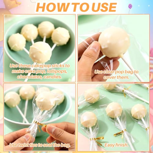 RAINFLOW 600 Pcs Cake Pop Sticks and Wrappers Kit for Candy and Parties