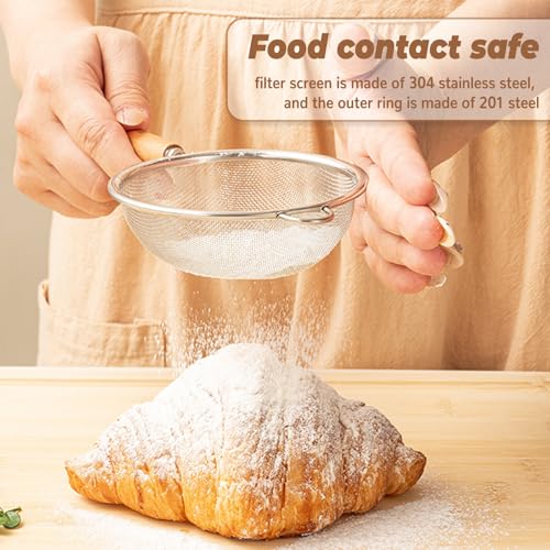 Strainers Fine Mesh,Mesh Strainer with Handle,Small Sifter for Baking