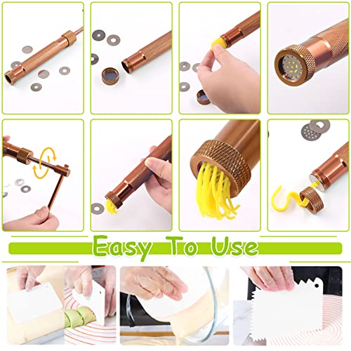 Keadic 37Pcs Rose Gold Clay Fondant Extruder Cake Decorating Supplies Sugar Modeling Tool Set, Clay Extruder Gun with 20 Tips Sugar Extruder Disks & Ball Stylus Dotting Tool - color: Rose Gold