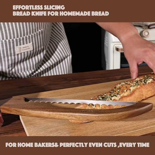 RAPSAKEMOH Bread Knife for Homemade Bread,Bread slicer for Homemade Bread - color: Brown