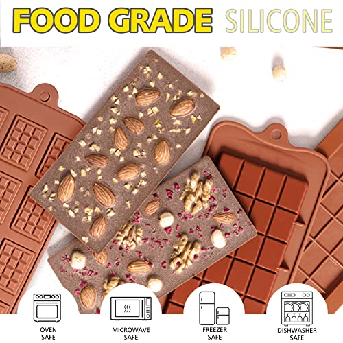 Anaeat Silicone Break Apart Chocolate Molds, Set of 4 Flexible Non-Stick Silicone Candy Protein and Energy Bar Molds for Mini Rectangle Chocolates and Candies - Just Pop Out - color: Break Apart Chocolate (4 Pack)