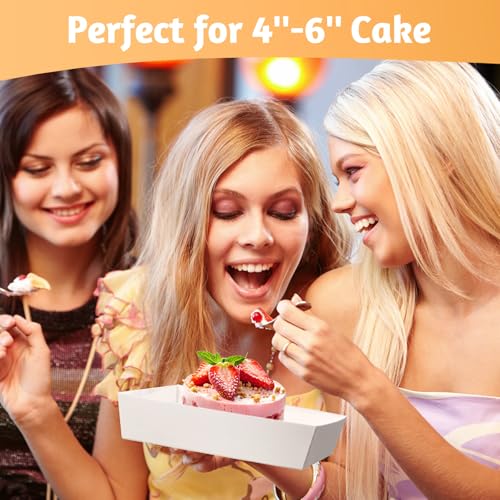 ZORRITA Paper Cake Boxes with Clear Lids, 7" x 7" x 4", 20 Pack, White - color: White