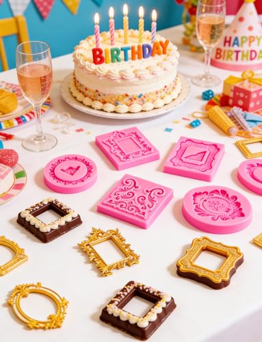 10 PCS Photo Frame Fondant Molds, Mini Photo Frame Silicone Molds
