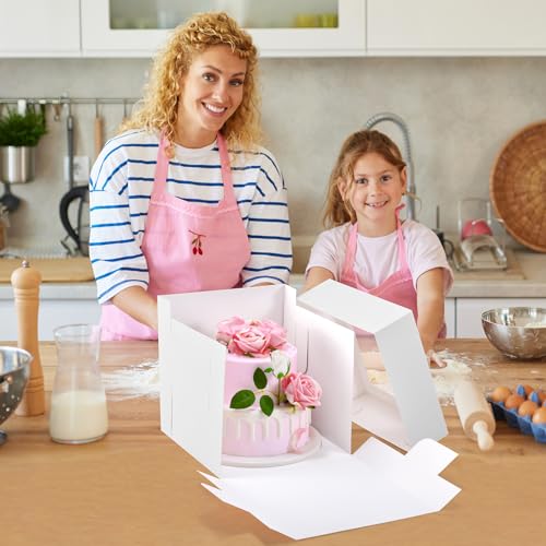 12Pcs Cake Boxes, 10x10x10 Inches Tall Cake Boxes with Window, White - color: White, size: 10x10x10inch