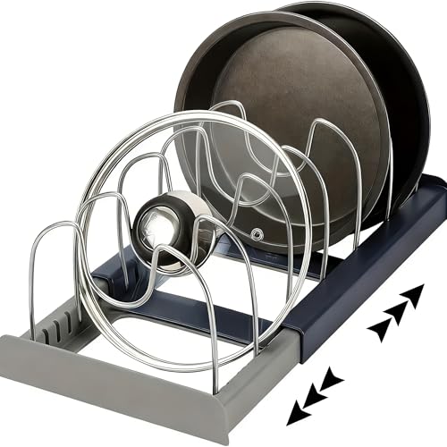 Pot Lid Organizer with 7 Dividers Expandable 12-22 Inch