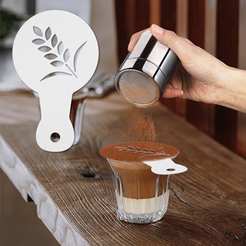 Flylin 25Pcs Plastic Coffee Stencils, Latte Art Mold Templates