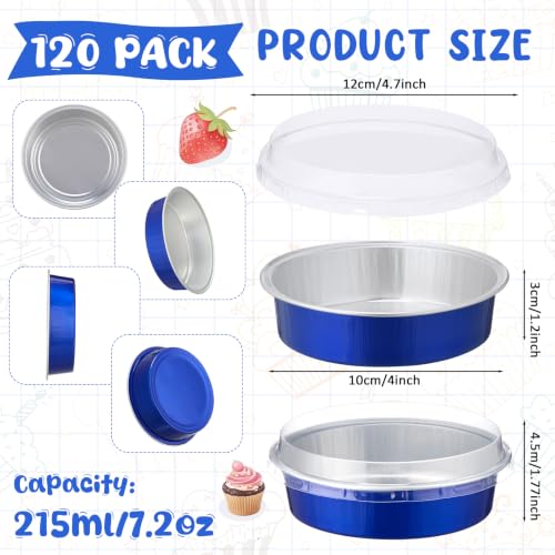 Yinder 120 Pcs Mini Cake Pans with Lids, Mini Pie Tins (Sapphire Blue) - color: Sapphire Blue