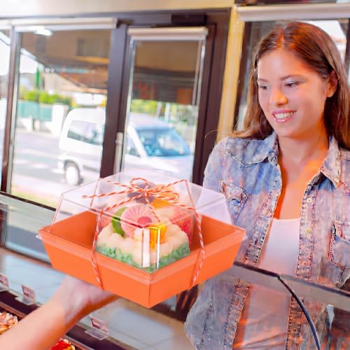 Jetec 150 Charcuterie Boxes with Clear Lids 4" Bakery, Orange White - color: Orange White